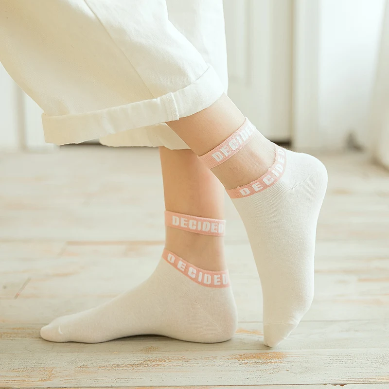 SP& CITY, 5 пар, летние прозрачные носки с буквенным принтом, женские хлопковые короткие носки, тонкие повседневные короткие носки для женщин