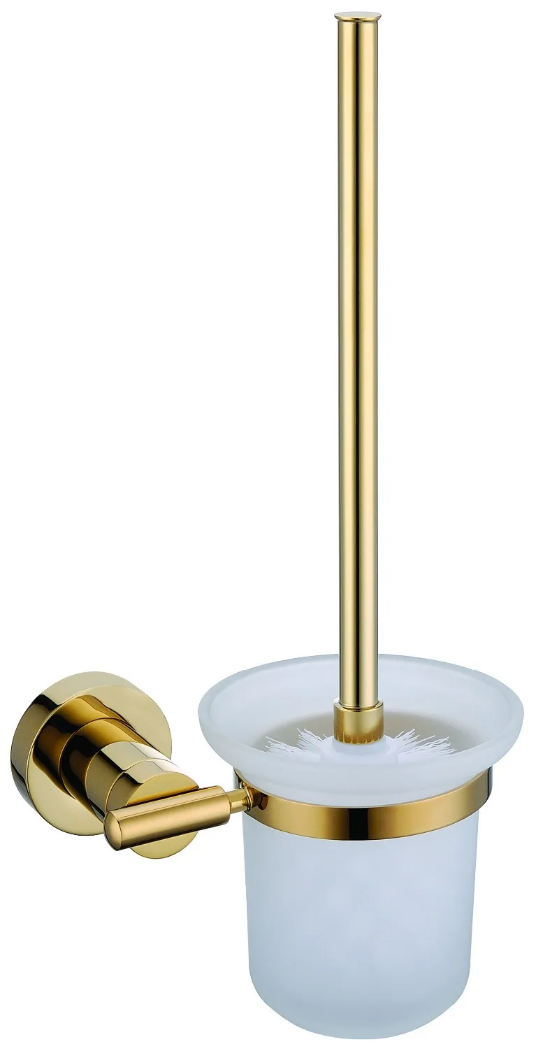 Free shipping gold round base toilet brush holder bathroom accessories