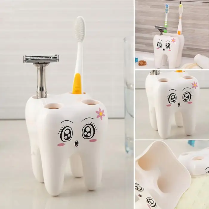 Горячий анимированный держатель зубной щетки в форме зубов 4 отверстия зубная щетка подставка для хранения принадлежности для ванной комнаты SMD66