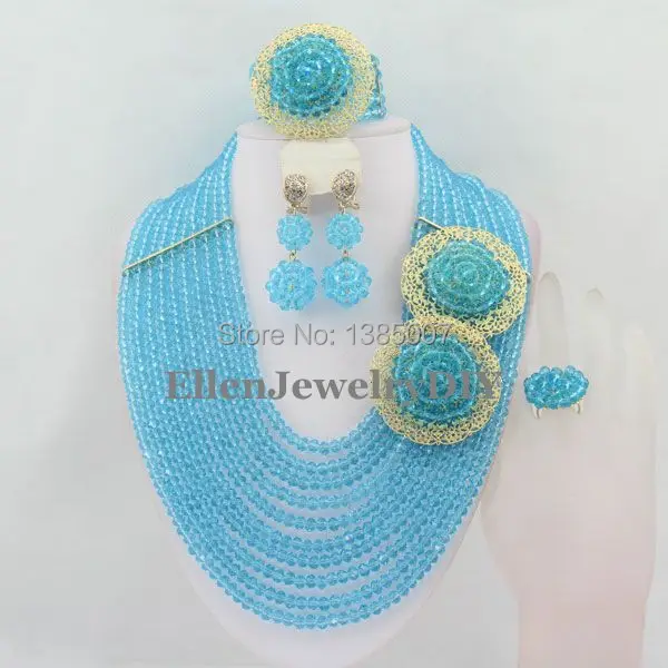 

African Wedding Jewelry Set Crystal Jewelry Set African Beads Necklace Set Crystal Beads Neckalce Set Free Shipping W6280