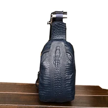 Крокодил узор Мужчины Грудь сумка из натуральной кожи Модная Изысканная унисекс нагрудная сумка через плечо сумка повседневная сумка