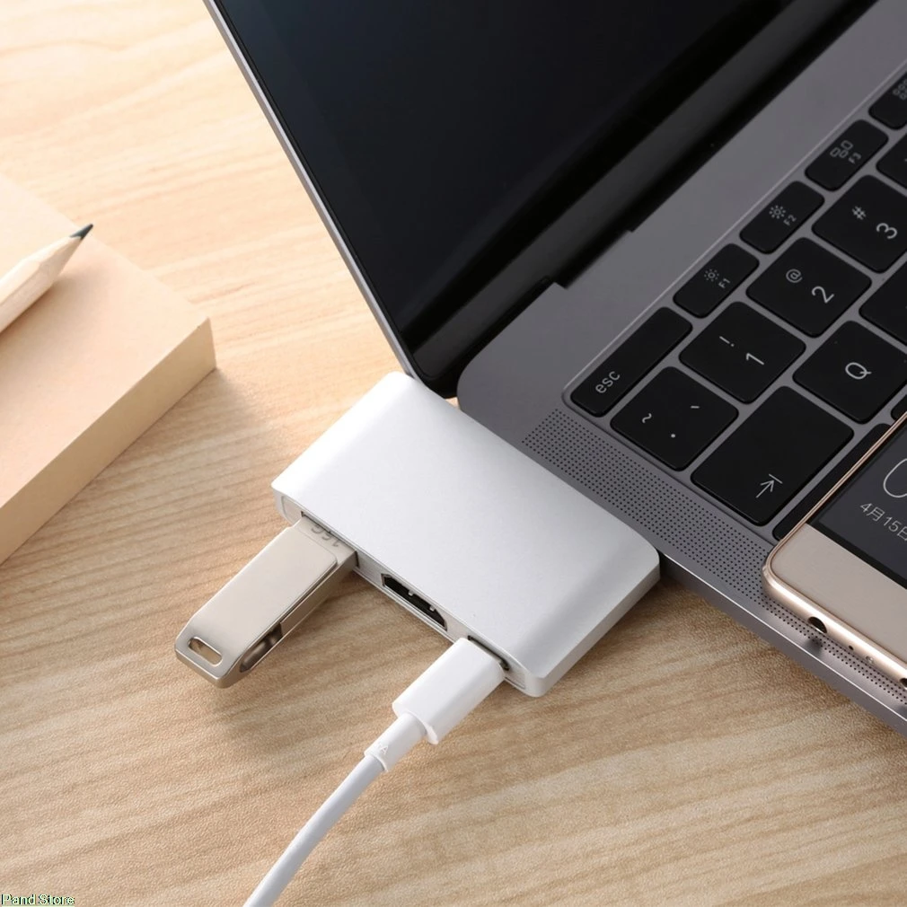 3-в-1 Тип usb-C USB Адаптер C концентраторы к HDMI Поддержка Тип usb-C концентратор usb