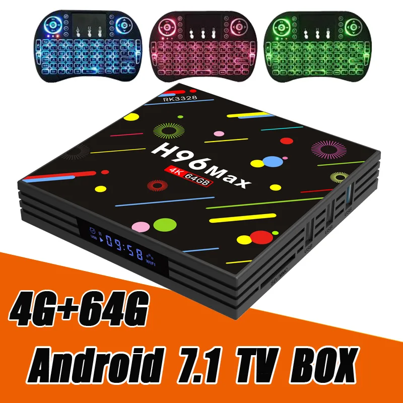 

RUIJIE 4G 64G H96 Max H2 Android 7.1 TV Box RK3328 Quad Core 4K Smart Tv 2.4G/5G WiFi USB 3.0 Bluetooth 4.0 Media Player