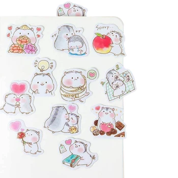 

45pcs/pack cartoon kawaii hamster series adhesive paper sticky DIY decorative stationery sticker bookmark label children gift
