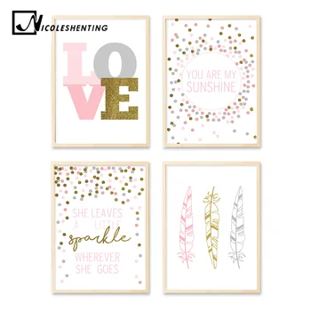 

Feather Nursery Quote Art Canvas Poster Minimalist Prints Nordic Style Painting Wall Picture for Living Room Modern Home Decor