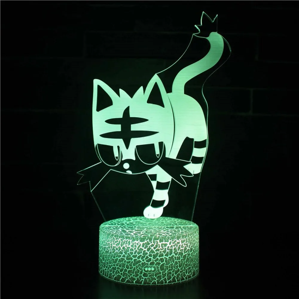 Cat серии 3D стерео видения лампы акрил 7 цветов Изменение USB спальня прикроватная ночник настольная лампа Best подарки