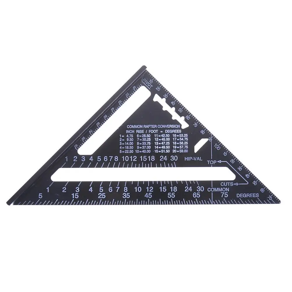 7 Inch 12 Inch Metric Aluminum Black Oxide Triangle Measuring Ruler 90