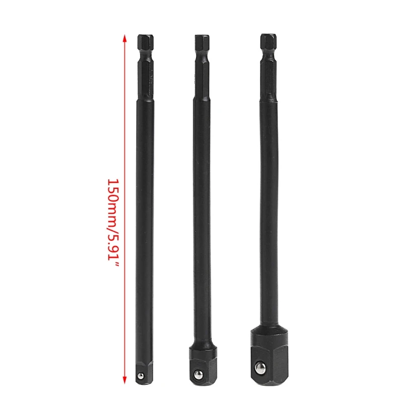 

3Pcs/Set Socket Adapter Set Hex Shank to 1/4 3/8 1/2 Inch Impact Driver Drill Bits