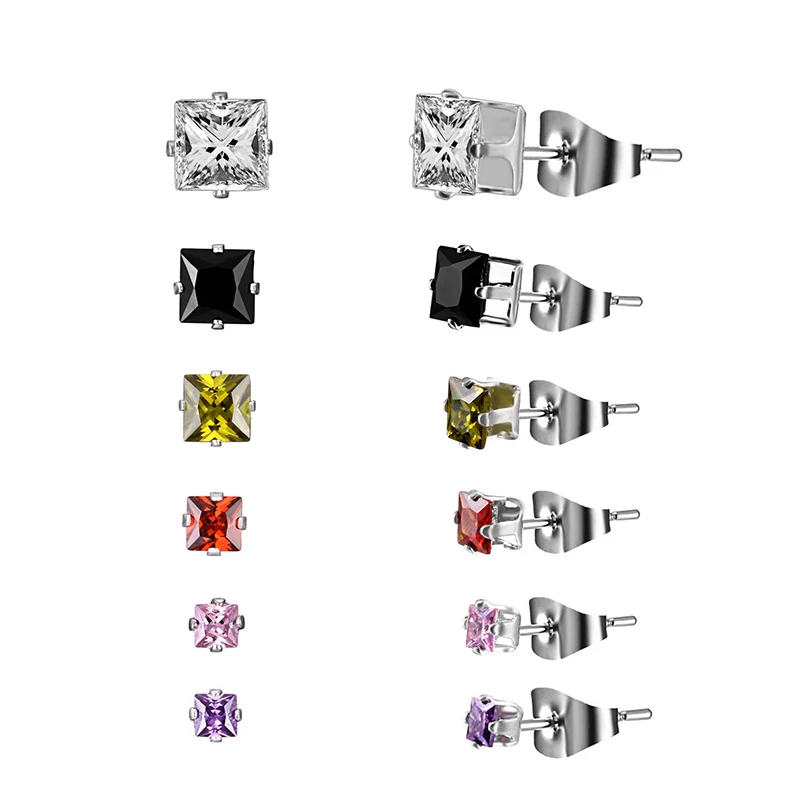 

Colorful Geometry Cubic Zirconia Stud Earrings For Women Earrings Party Jewelry Gifts Crystal Wedding Stud Earrings
