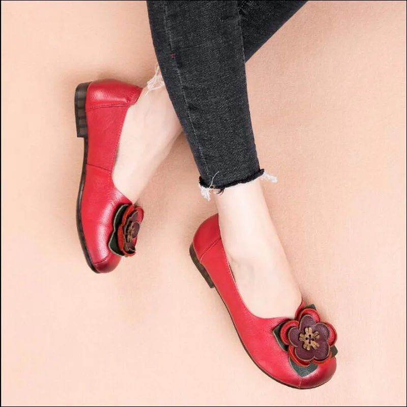 RUSHIMAN Handgemachte Schuhe Frau Echtem Leder Flache Schuhe Mode Faulenzer Weibliche Casual Schuhe Frauen Wohnungen Plus Größe 35-41
