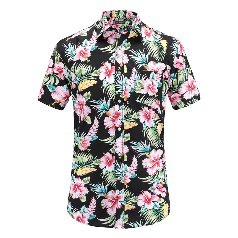 Плюс размеры 5XL Новинка 2019 года летние мужские короткий рукав Гавайские рубашки хлопок повседневное цветочный рубашки для мальчиков волна