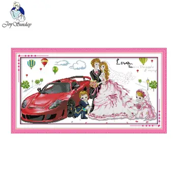 

Joy Sunday Let's Married Stamped Counted Cross Stitch 11CT 14CT Wedding Cross Stitch Set Cross-stitch Kits Embroidery Needlework