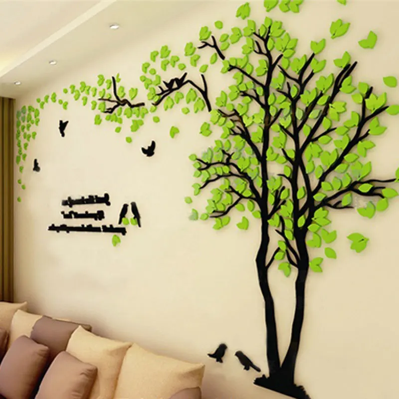 Парные зеркальные настенные наклейки на дерево Pegatinas Paredes Decoracion DIY 3D акриловые