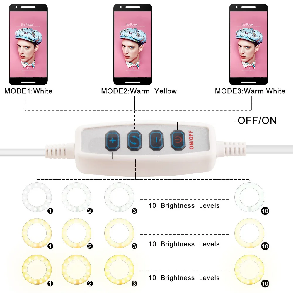 Селфи светодиодный кольцевой светильник с держателем мобильного телефона для Youtube Live Stream макияж камера лампа для iPhone Android