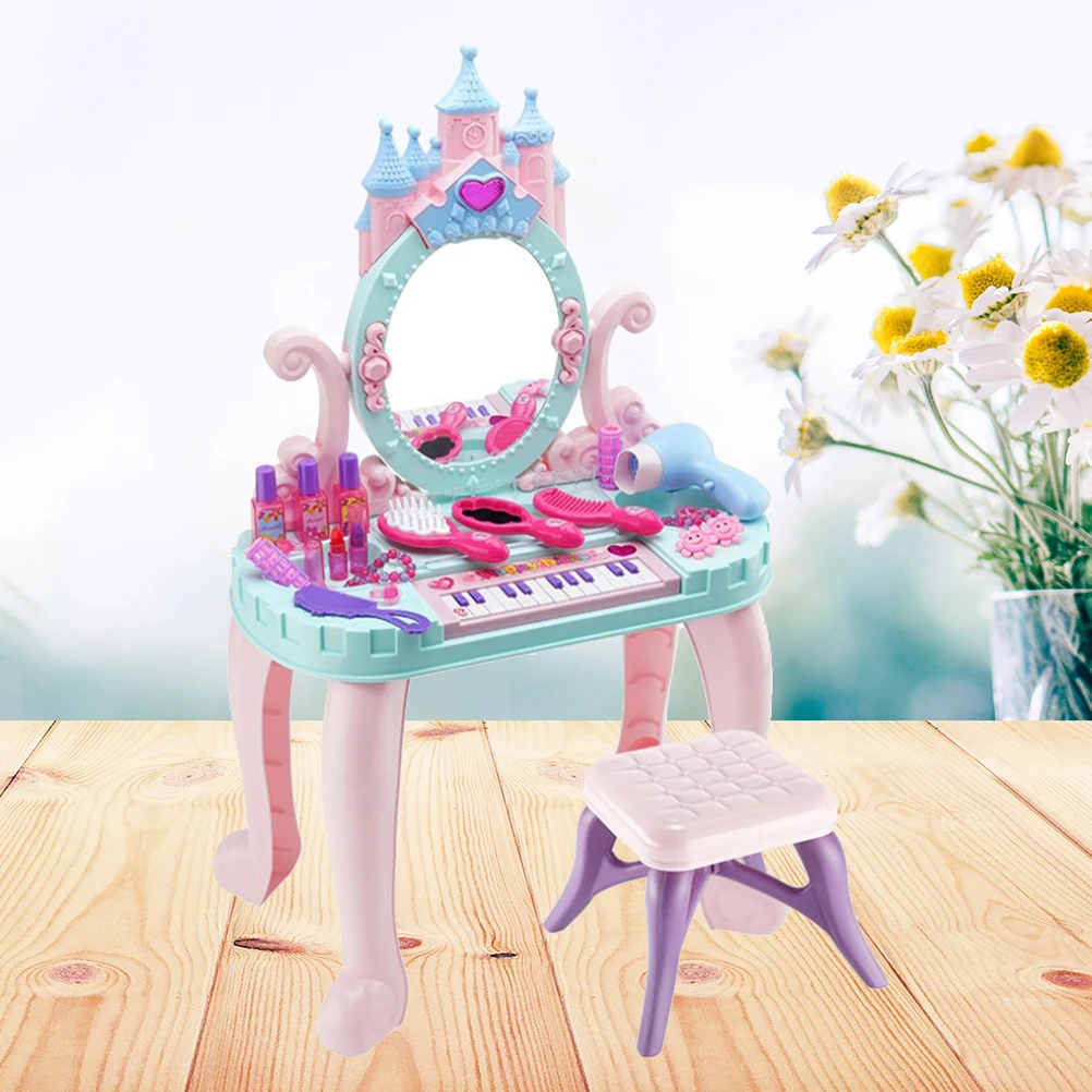 

With Chair 1 set of Interesting Creative toys Beauty Makeup dresser Colorful Princess Dressing Table Role-playing Toy for Girls