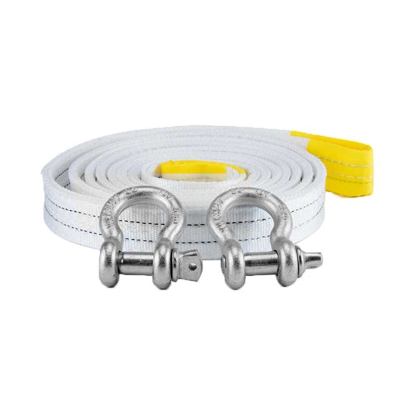 

5M 8 Tons Towing Rope Strape Cable With U Hooks Shackle High Strength Nylon With Reflective Light For Car Truck Trailer SUV
