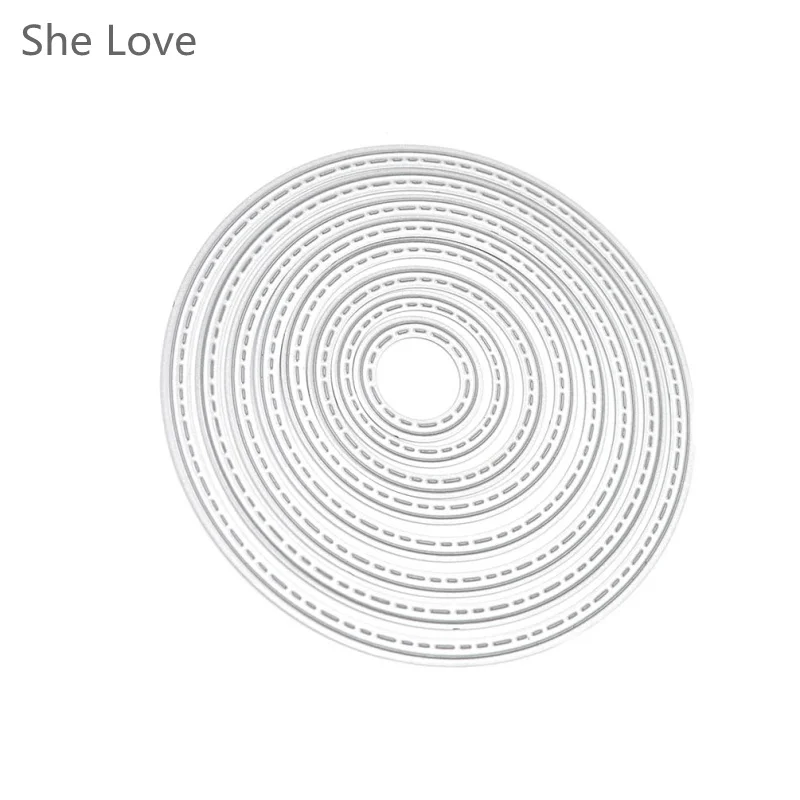 She Love 1 комплект 8 шт. круглые металлические режущие штампы трафарет для скрапбукинга DIY альбом бумажная карта шаблон
