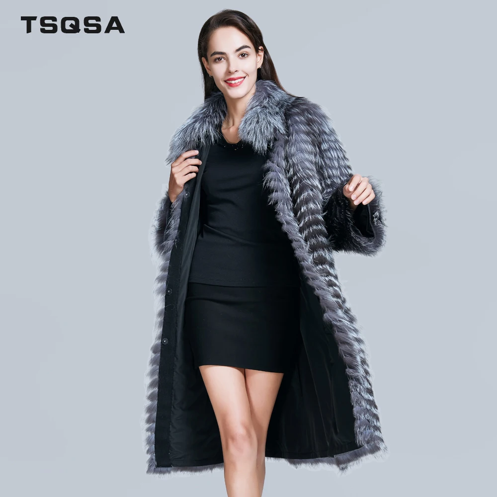 TSQSA Women Real Fur Coat Natural Silver Fox Fur Coats Winter Warm Fashion Lady Clothes Genuine Female Outwear Clothing TAC1727 TSQSA Women Real Fur Coat Natural Silver Fox Fur Coats Winter Warm Fashion Lady Clothes Genuine Female Outwear Clothing TAC1727