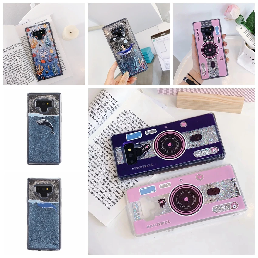 

Cartoon Whale Fish Phone Case For Samsung Galaxy S7 Edge S8 S9 plus Note 9 8 J3 J5 J7 2016 A3 A5 A7 2017 A6 A8 Quicksand Case