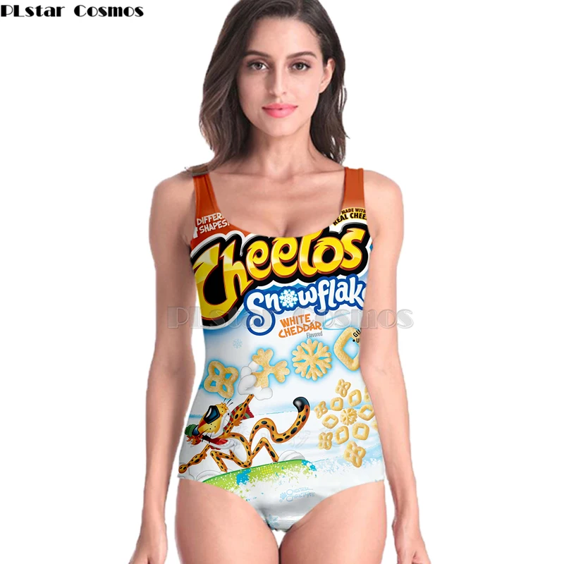 

2019 Hot Cheetos Women's Ladies Sleeveless Sexy Cosplay French fries food 3D Printed Beach Swimwear One Piece Swimsuit-15