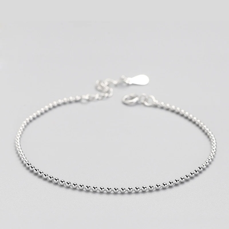 

La MaxZa New 925 Sterling Silver beads bracelet Charm adjustable bracelet for Women Gift Party Simple Friendship Bracelet Bangle
