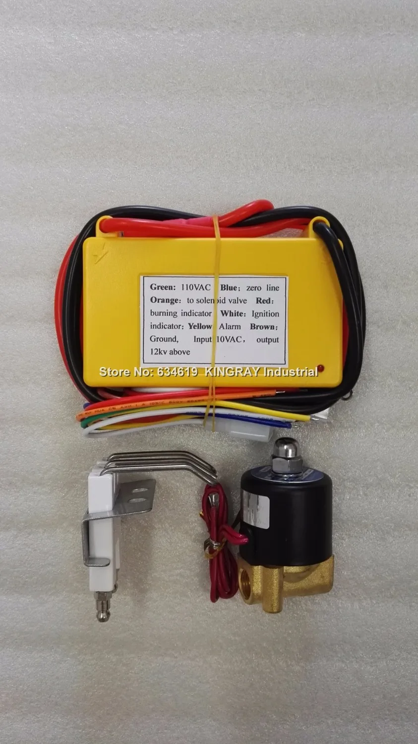 Full set 110VAC 1/4" solenoid gas grill ignition controller unit high quality gas oven igniter