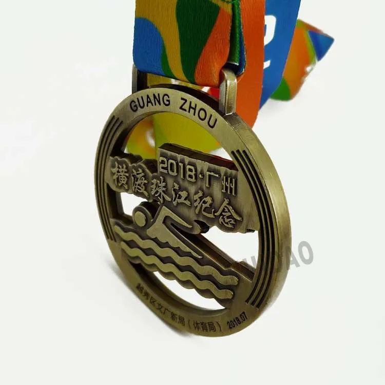 Изготовленная на заказ медаль «плавание» с покрытием бронзового цвета медаль спортивная медаль за соревнования выдалбливают дизайн