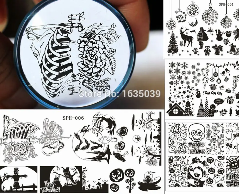 

SPH Halloween Christmas Nail Stamping Plates Nail Stamp Polish Image Nail Art Image Konad Print Stamp Stamping Manicure Template