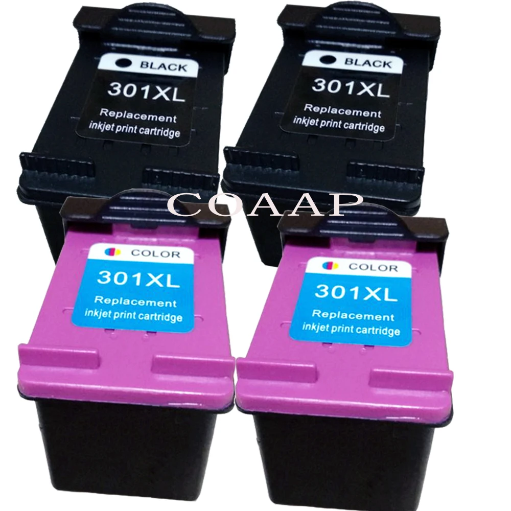 4pk Refilled HP 301 XL Replacement ink cartridge for hp301 Deskjet 3050