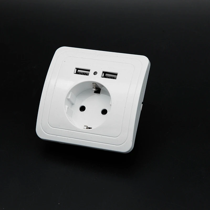 

Dual USB Port 5V 2A Electric Wall Charger Adapter EU Plug Socket Switch Power Dock Station Charging Outlet Panel 2017 New