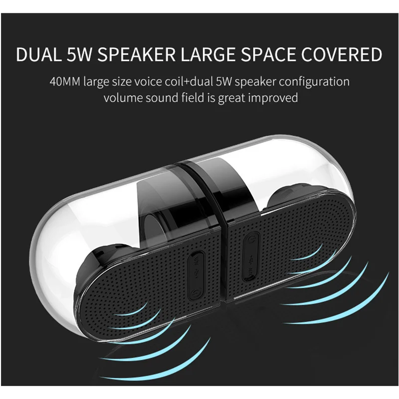 OVEVO D18 двойной Беспроводной bluetooth V4.2 Динамик Магнитный всасывания 360 градусов