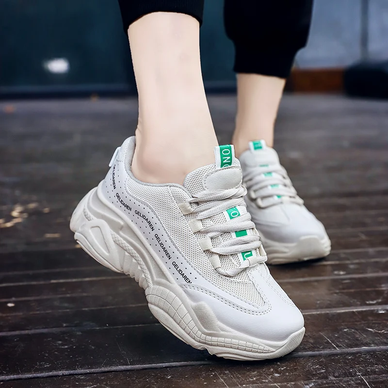 

2019 Spring Autumn Vulcanize Female Fashion Sneakers Lace Up Soft High Leisure Footwears Breathable Mesh Women Casual Shoes