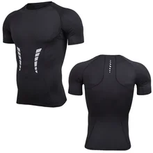 Компрессионные футболки с принтом для футбола, Рашгард, футболки для спортзала, бега, трико для фитнеса, спортивные мужские футболки с коротким рукавом для бега