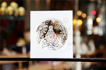 

5pcs Holy snowflake invitation card Merry Christmas 3D Greeting Card Pop Up Tree Box Snowflake Cards Festival Gifts