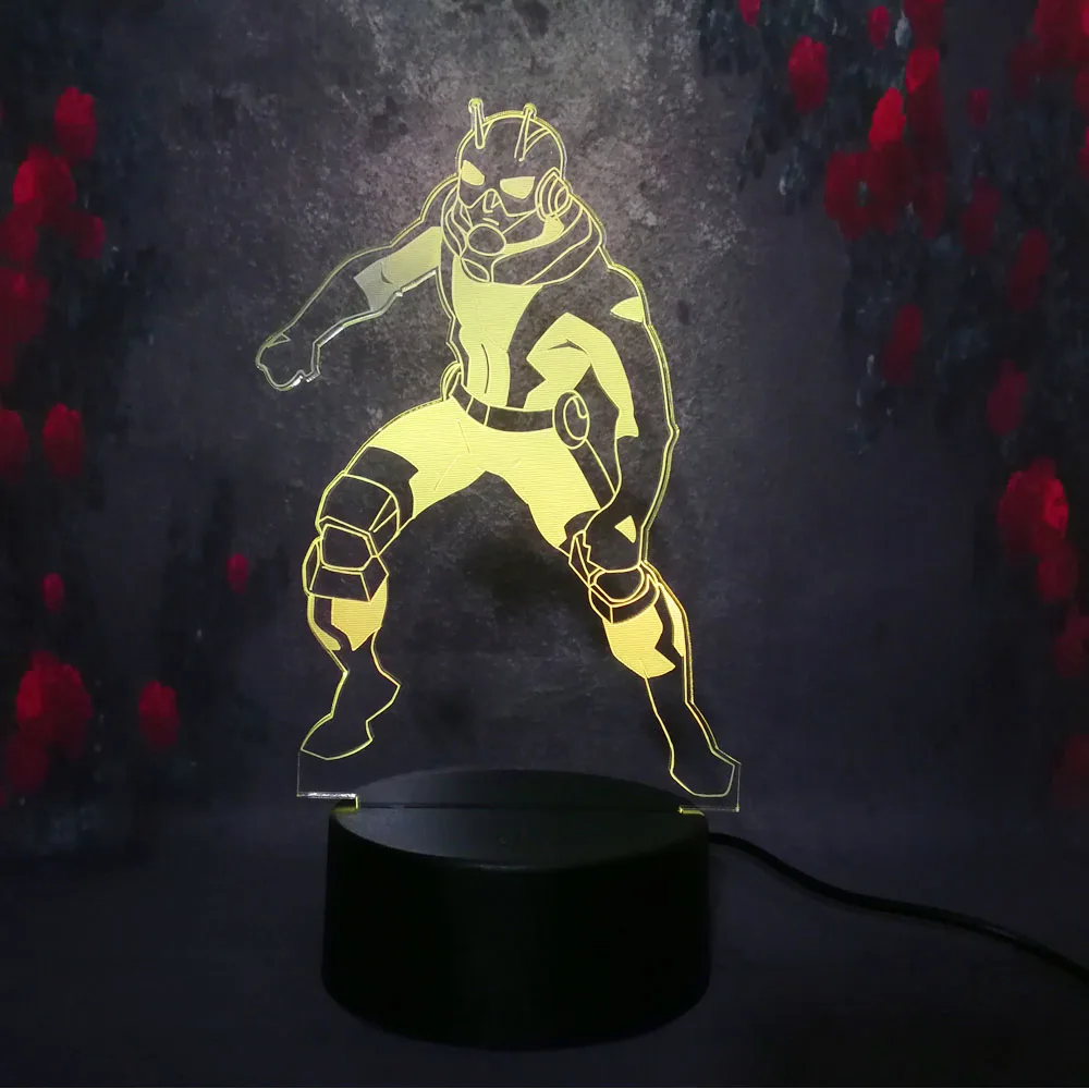 Новинка 3D Marvel hero Illusion Ant Man Ночник LED 7 цветов USB детская игрушка домашняя