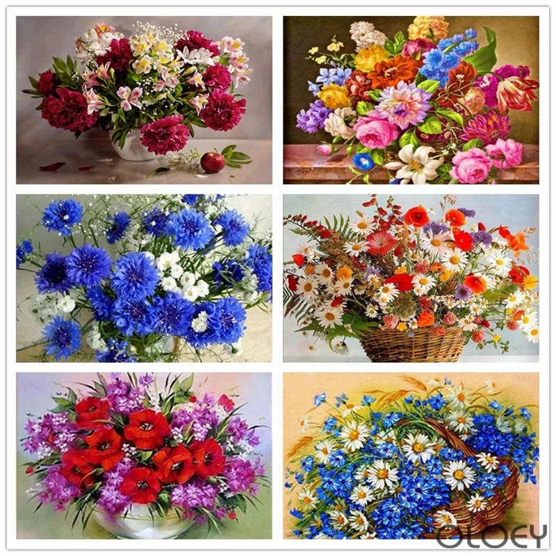 

5D Diamond Embroidery Full Round Drill Picture Flowers Arranging Round Rhinestones Diamond Painting Cross Stitch Basket