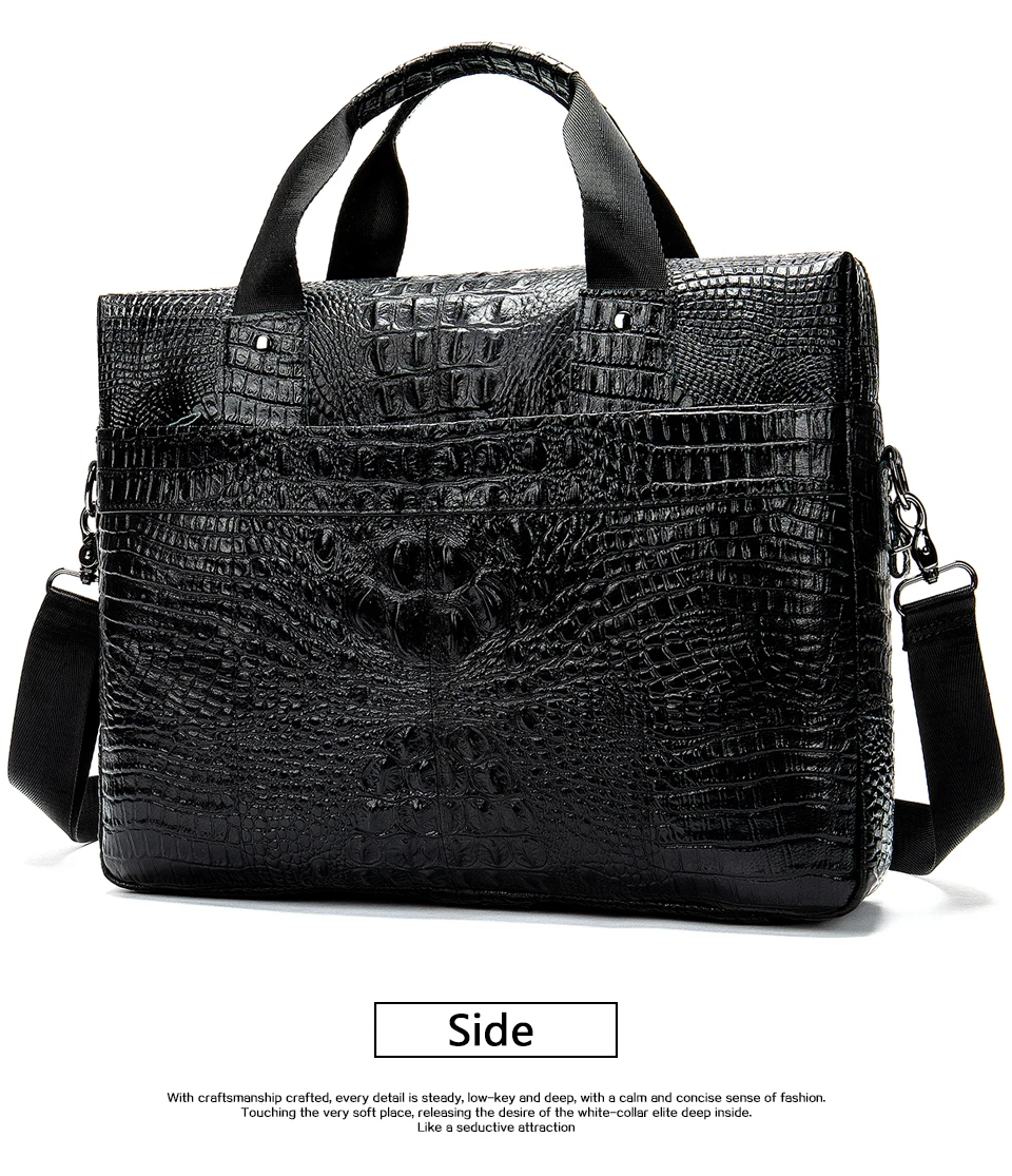 20 Men's Genuine Leather Briefcase Male man computer Laptop Bags For Men Cow Leather Men's Bag Crocodile Pattern handbags