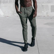 Мужские дышащие уличные брюки для фитнеса, пробежки, карман, шнурок, натуральная талия, длинные хлопковые брюки, спортивные штаны для фитнеса, тренировок