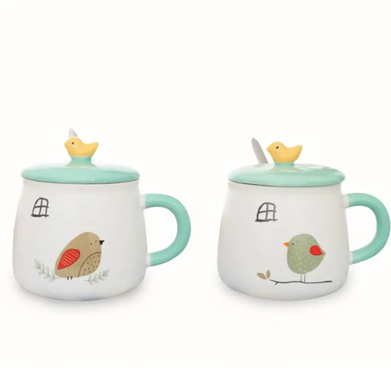 Мультфильм трехмерная чашка с изображением птиц керамическая чашка для кофе с молоком подарки другу