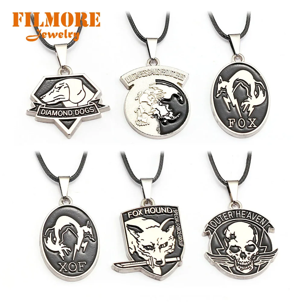 

Filmore Game Metal Gear Solid 5 Necklace Fox Hound /outer Heaven Skull Animal Alloy Pendant Choker Necklace Men Game Souvenir