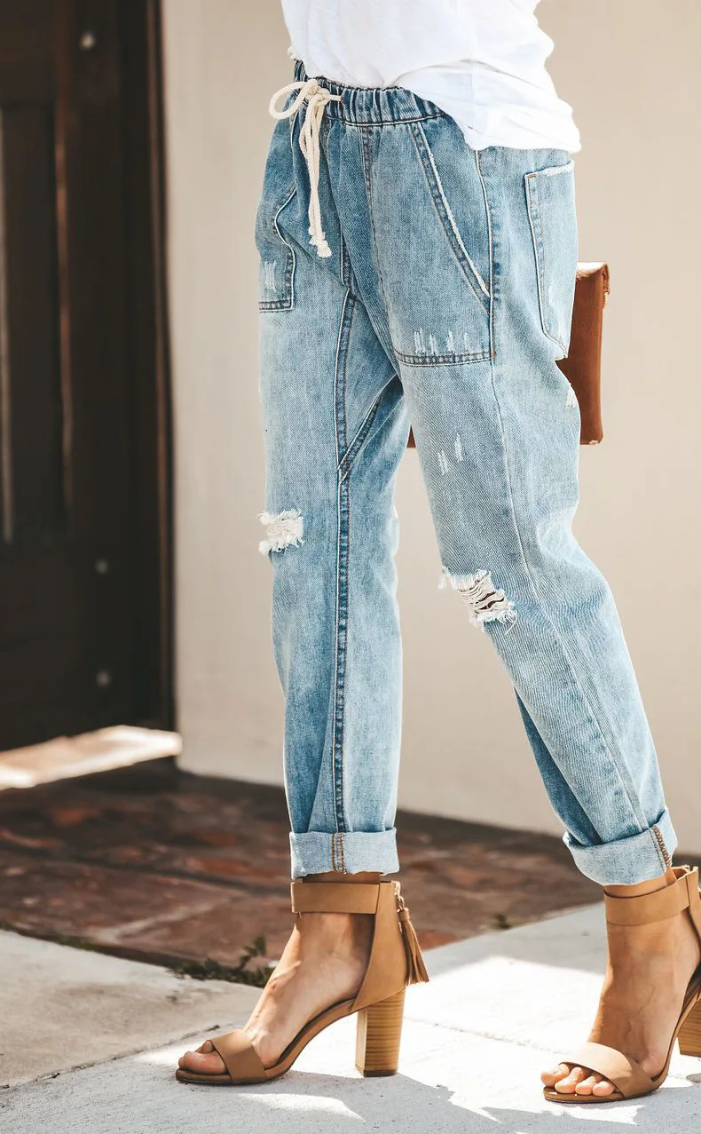 Винтажные женские джинсы для женщин в стиле бойфренд размера плюс XXL с высокой талией тонкие джинсовые штаны синие прямые женские джинсы с эластичной резинкой на талии A215