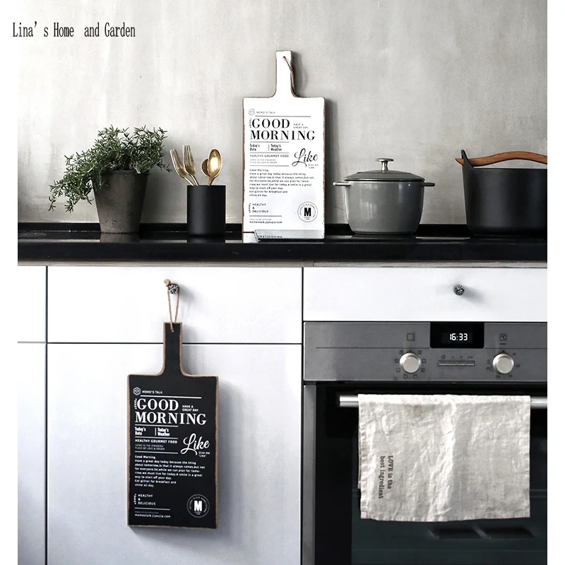paddle black white double sides wood vintage bread cutting board (3)