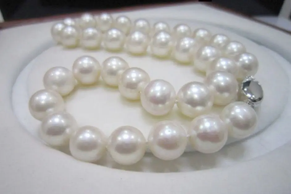 

Miss charm Jew1072 Perfect 11-12mm 18inch Natural White Akoya Pearls Necklace 14KGPGP Clasp