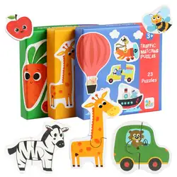 Детская большая соответствующие головоломки животных трафика фрукты раннее образование просвещение игрушки подобраны английские слова и