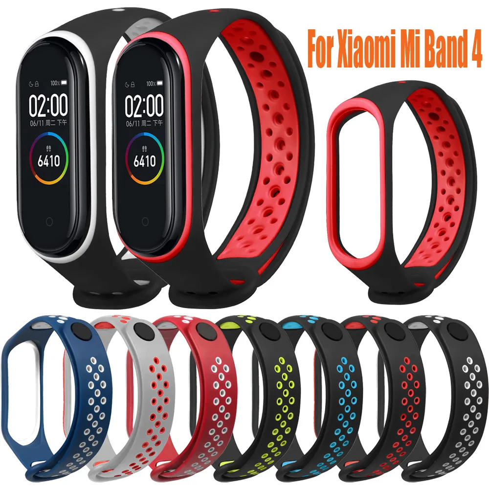 Спортивный мягкий браслет для Xiaomi Mi Band 4 сменный дышащий ремешок часов синего и