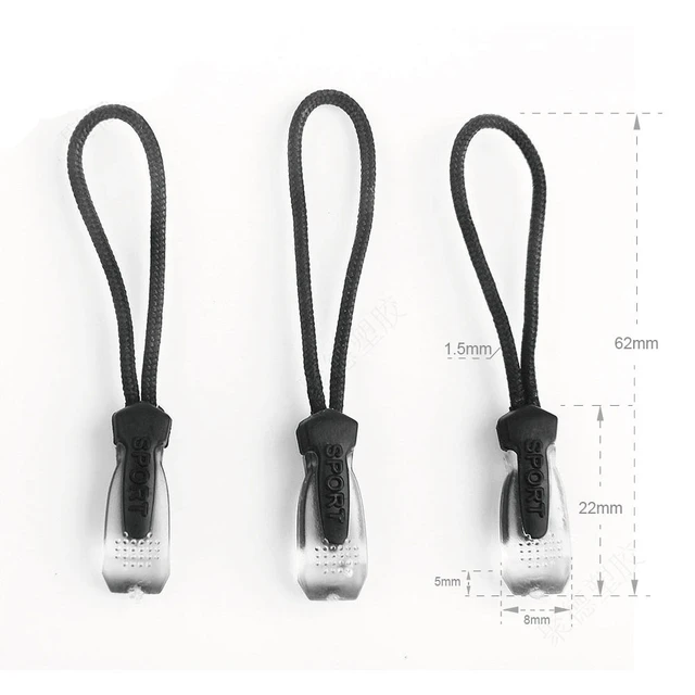 10pcs White Zipper Pulls Replacement Zip Cord Puller Slider Jacket