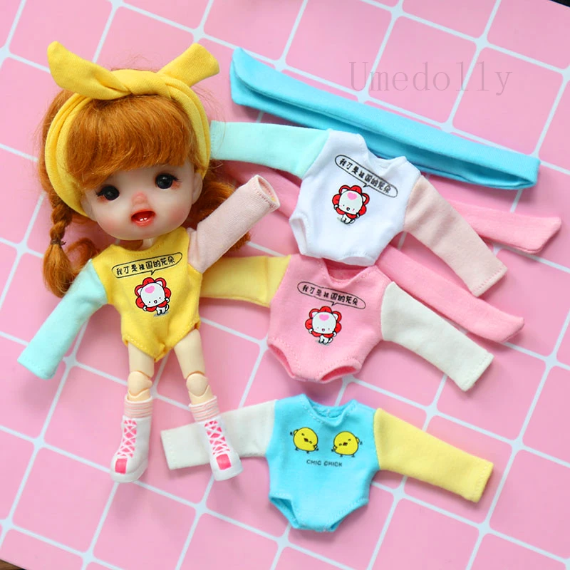 

4 Color Lovely OB11 Doll Outfits (Headband + Jumpsuits) for Obitsu 11, 1/12 BJD Doll Clothes Accessories