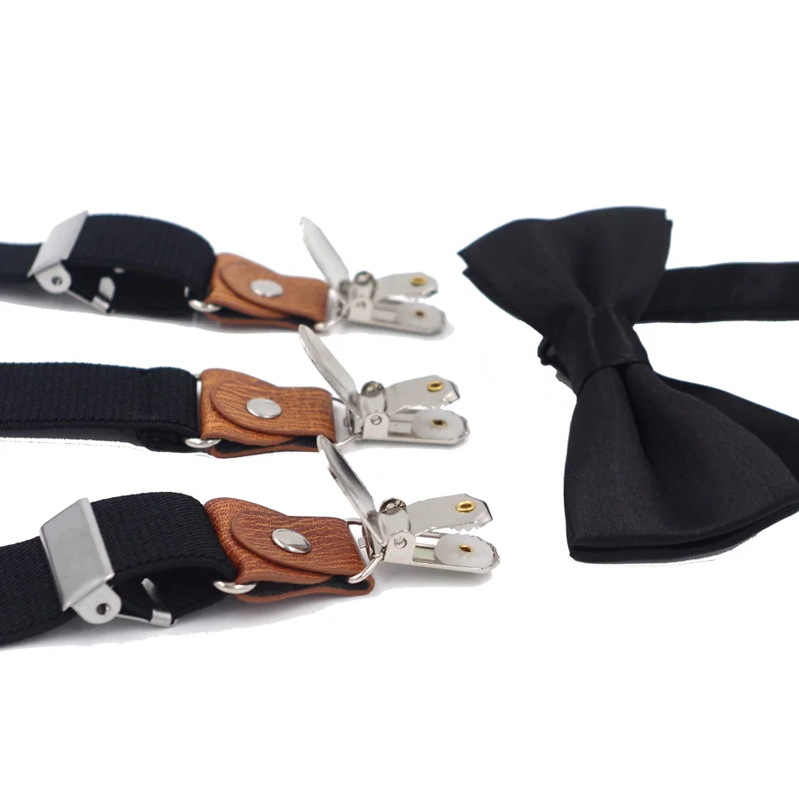 JIERKU Suspenders Kid's Braces Baby Suspenders with Bow Tie 3Clips Suspensorio Fashion Trousers Strap 2.5*65cm KD0730