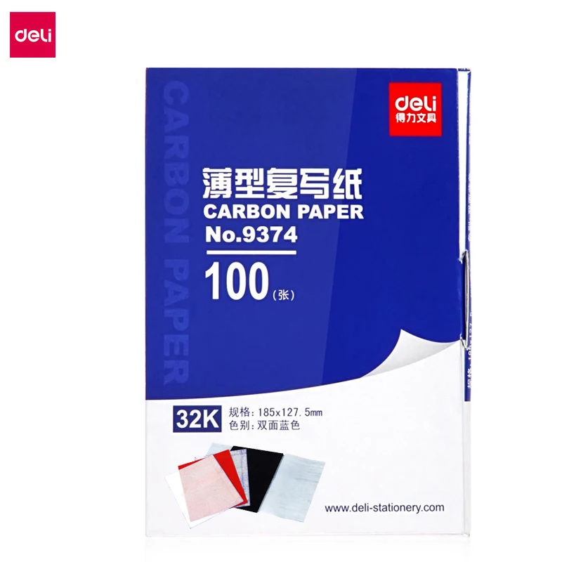 

Deli 1 Pack 100 Sheets Blue Color 32K Carbon Paper Include 3 Red 127.5x185mm Accounting Supplies