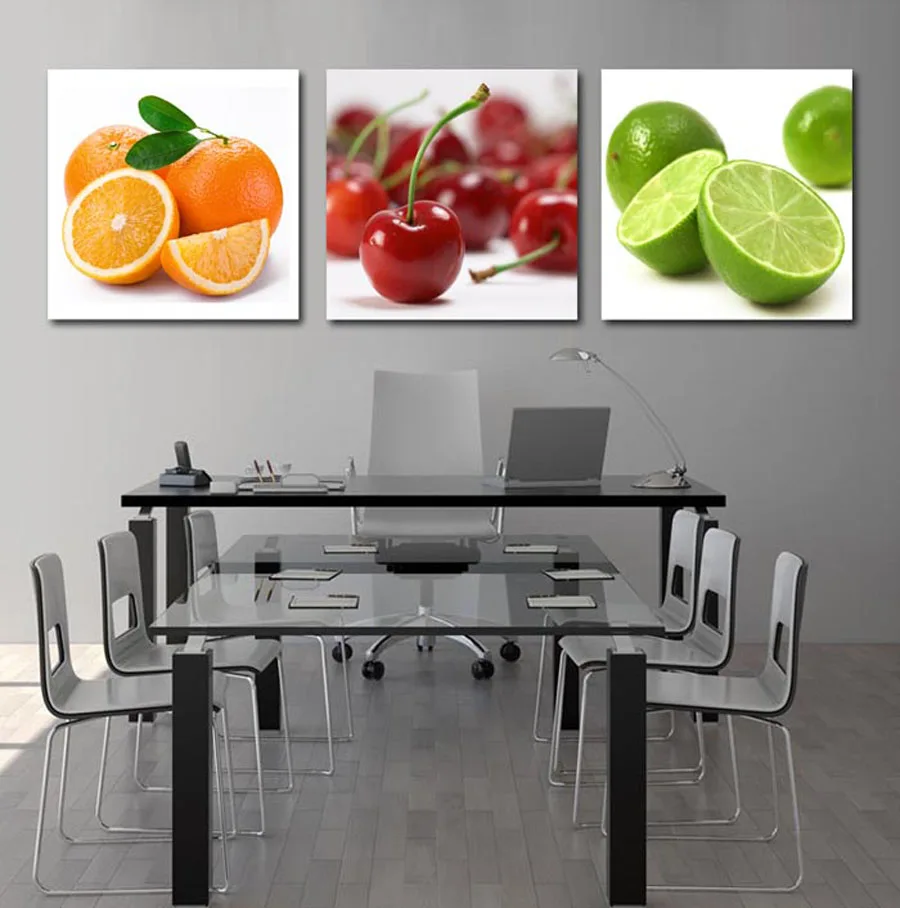

Printed Painting modern home decorative Painting Fruits Painting on canvas 3 Panel Wall art With Framed W0169